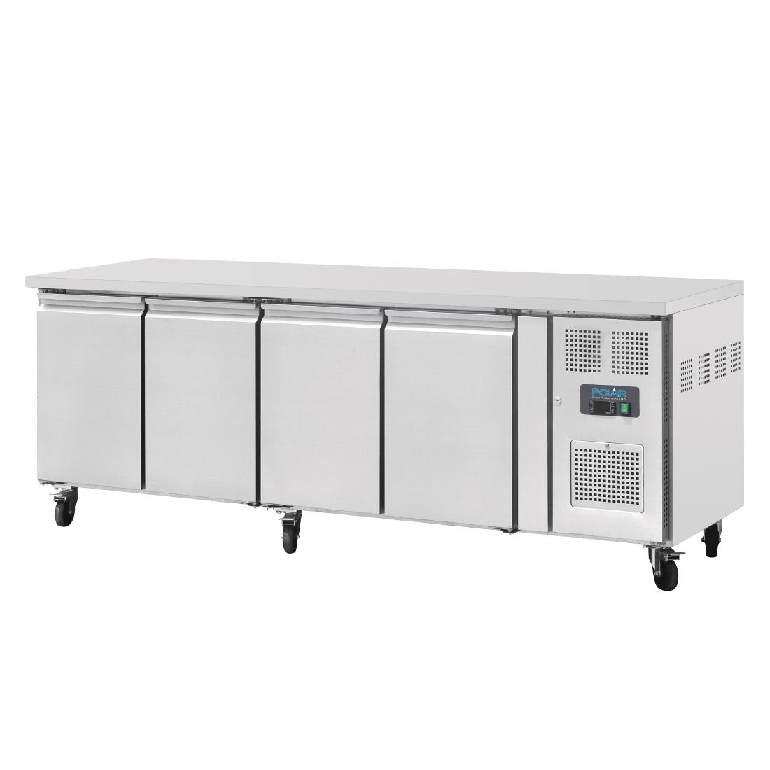 Polar U-Series Slimline Four Door Counter Fridge 449Ltr