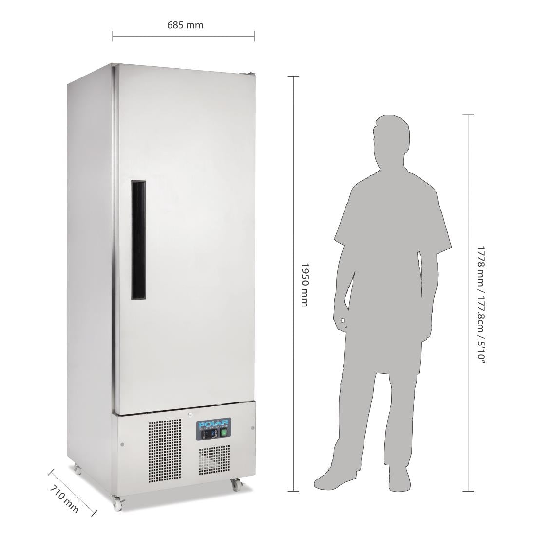 Polar G-Series Upright Slimline Fridge 440Ltr
