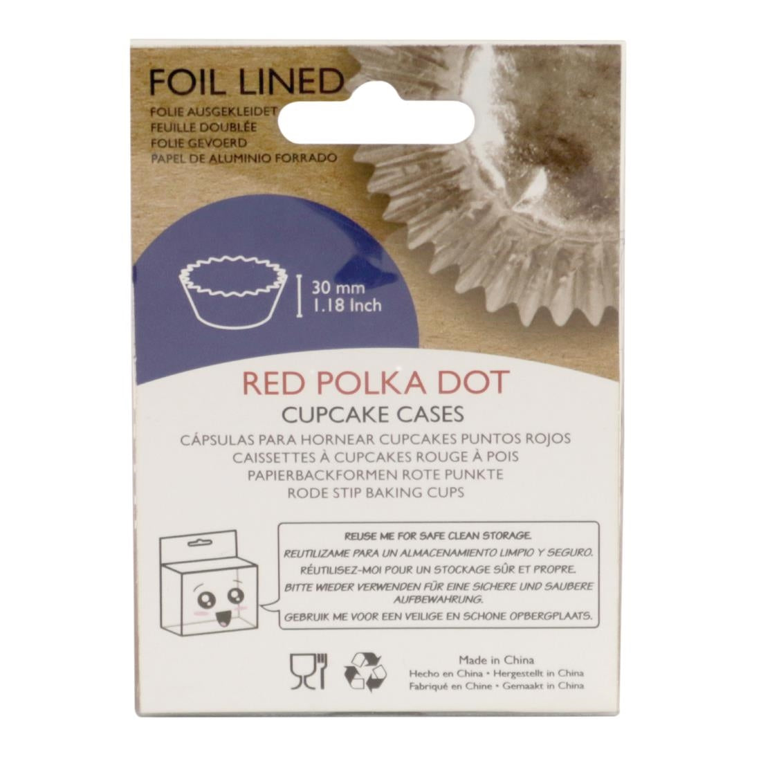 PME Cupcake Foil Lined Baking Cases Polka Dot (30 Pack)