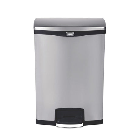 Rubbermaid Slim Jim Front Step-On Pedal Bin 90Ltr - Stainless Steel