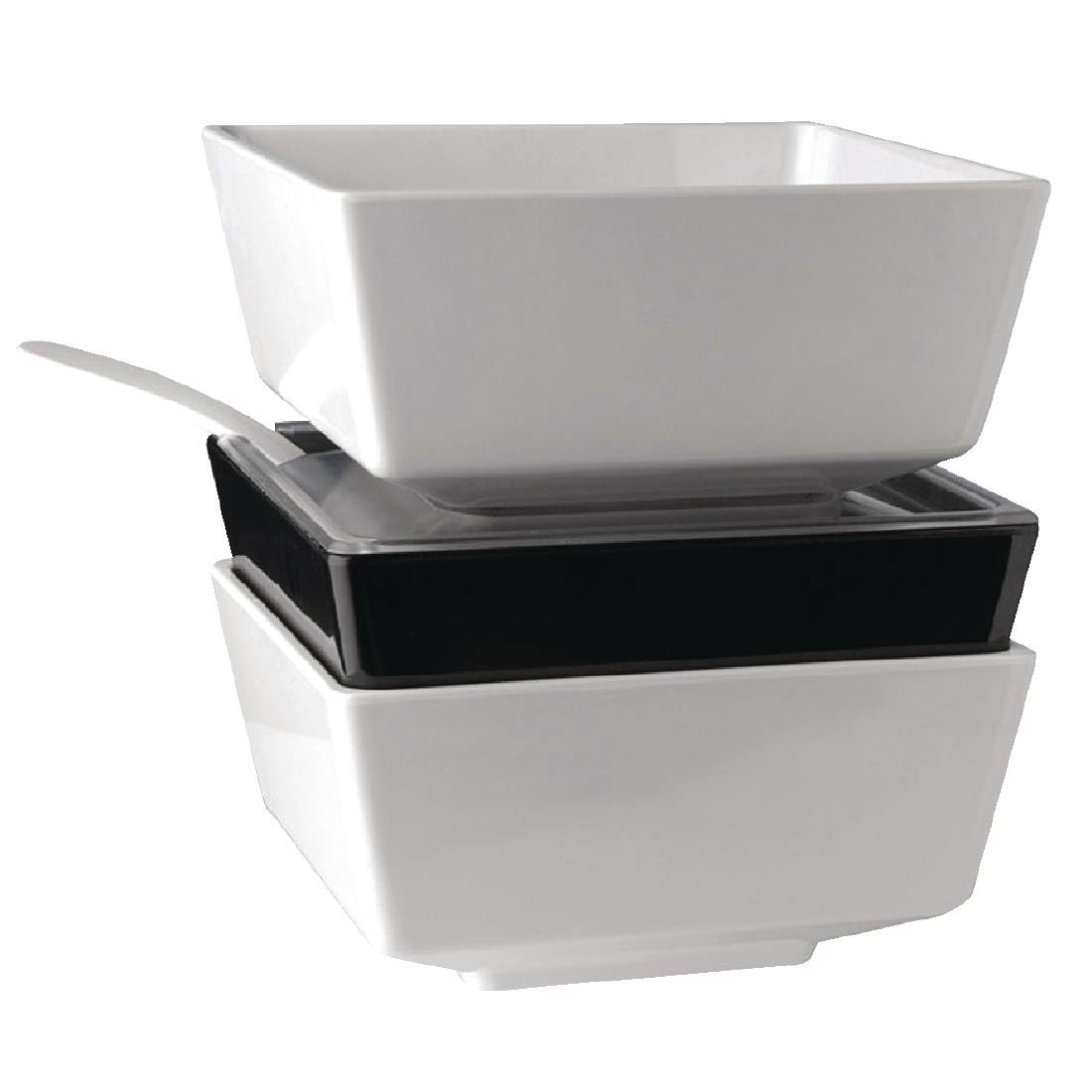 APS Float Black Square Bowl 7in