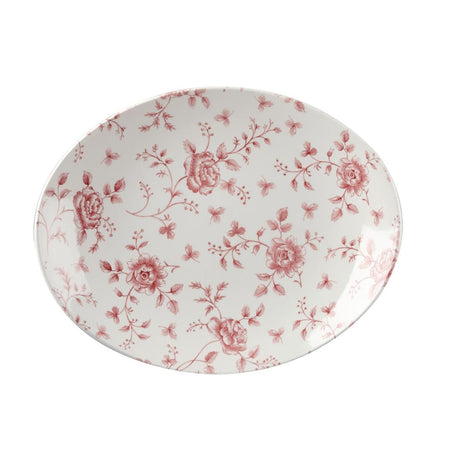 Churchill Vintage Prints Oval Plates Cranberry Rose Print 315mm (6 Pack)