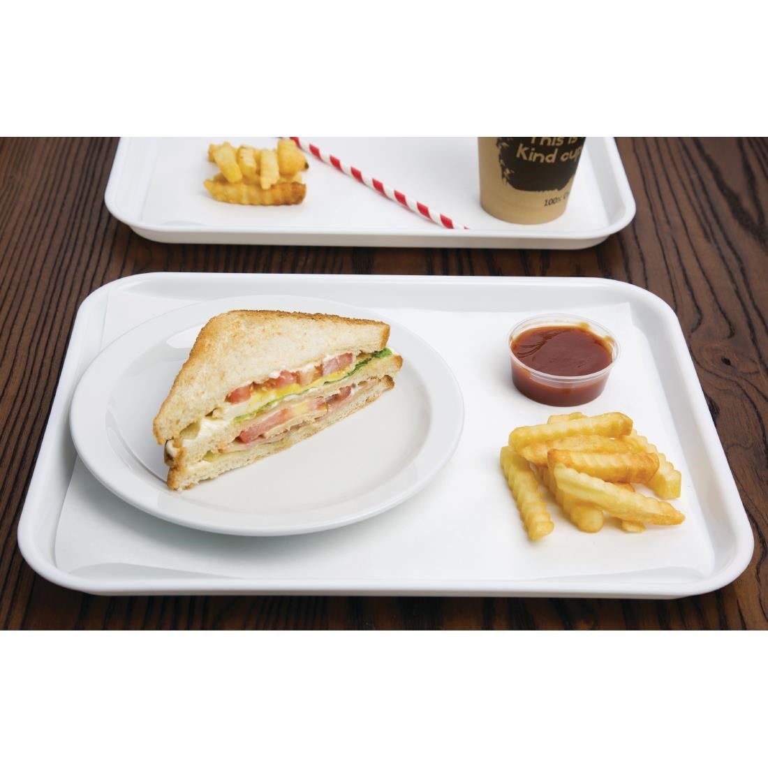 Olympia Kristallon Polypropylene Fast Food Tray White Small 345mm