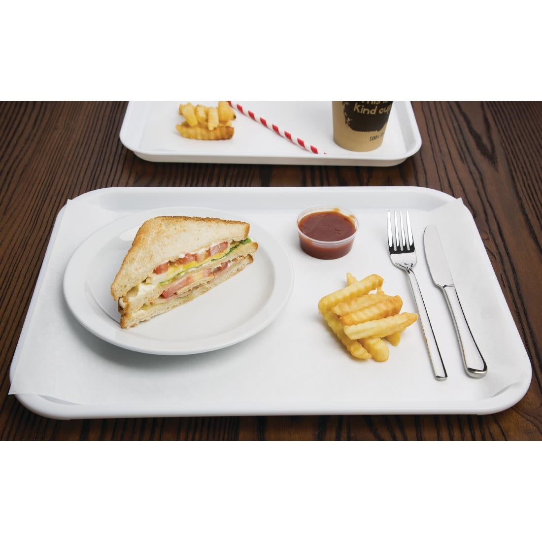 Olympia Kristallon Polypropylene Fast Food Tray White Medium 415mm