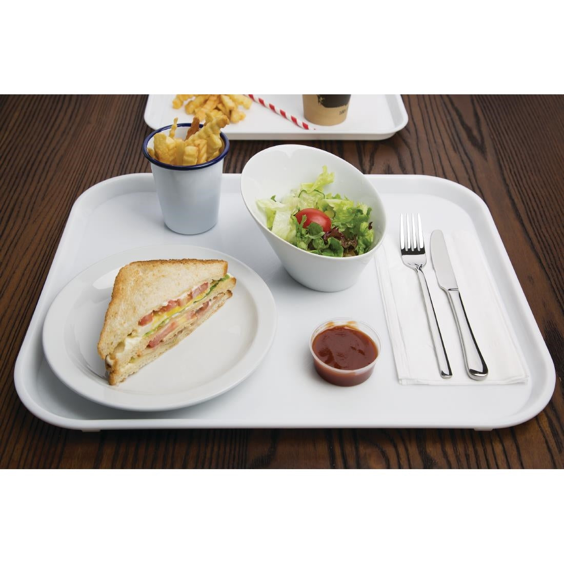 Olympia Kristallon Polypropylene Fast Food Tray White Large 450mm