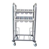 Craven Steel Two Tier Cutlery and Tray Dispense Trolley