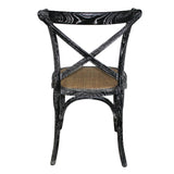 Bolero Wooden Dining Chair with Cross Backrest Black Wash Finish (2 Pack)