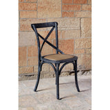 Bolero Wooden Dining Chair with Cross Backrest Black Wash Finish (2 Pack)