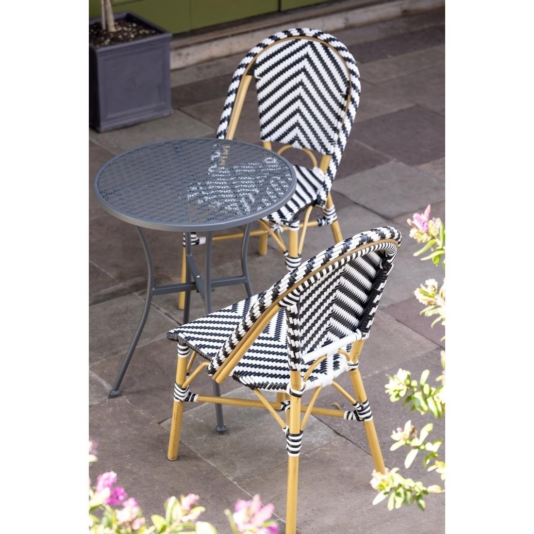 Bolero Round Steel Patterned Bistro Table Grey 600mm