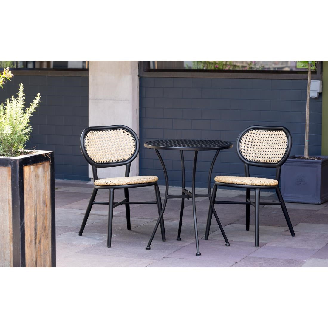 Bolero Black Steel Patterned Round Bistro Table Black 600mm