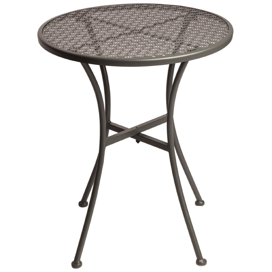 Bolero Round Steel Patterned Bistro Table Grey 600mm