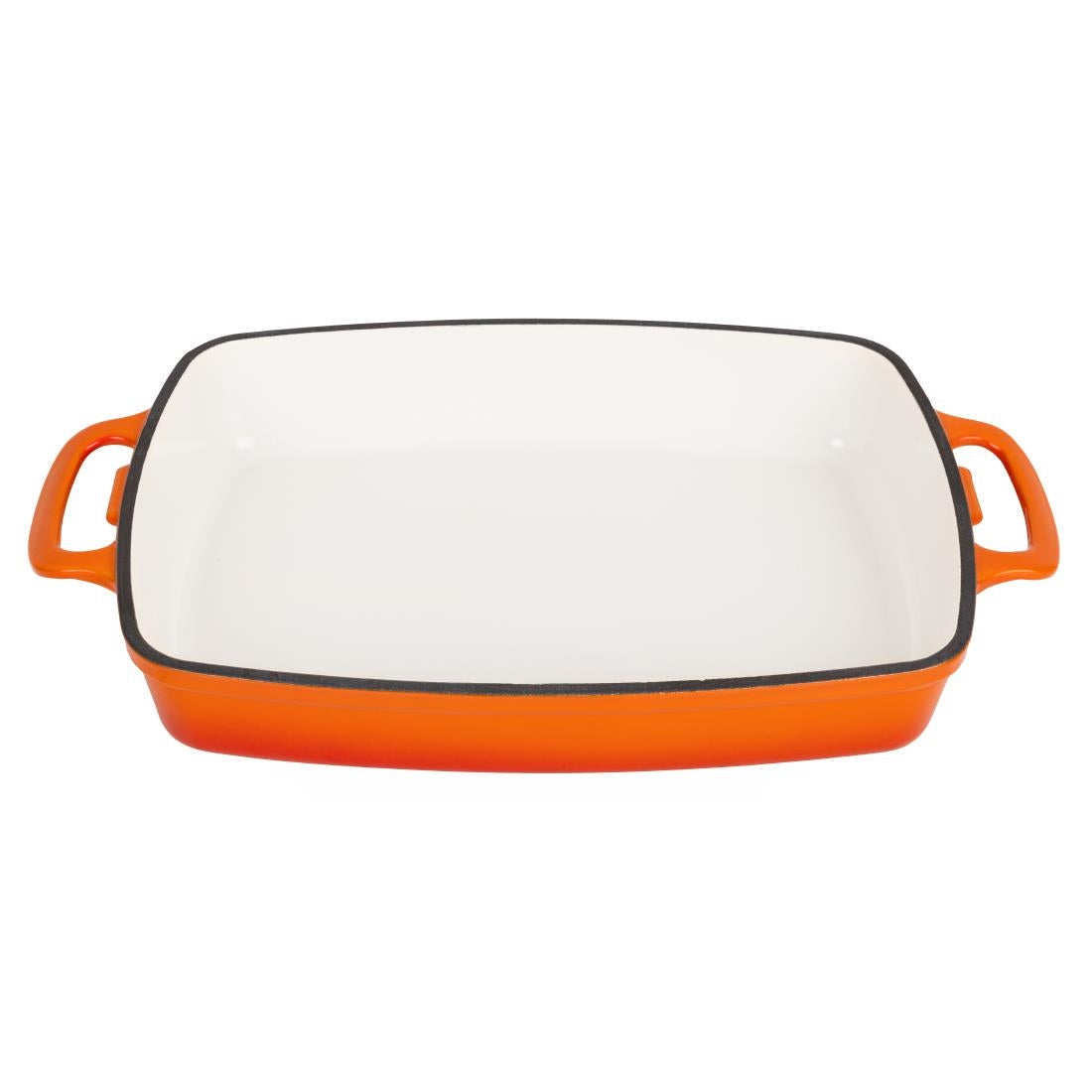 Vogue Rectangular Cast Iron Dish Orange 2.8Ltr