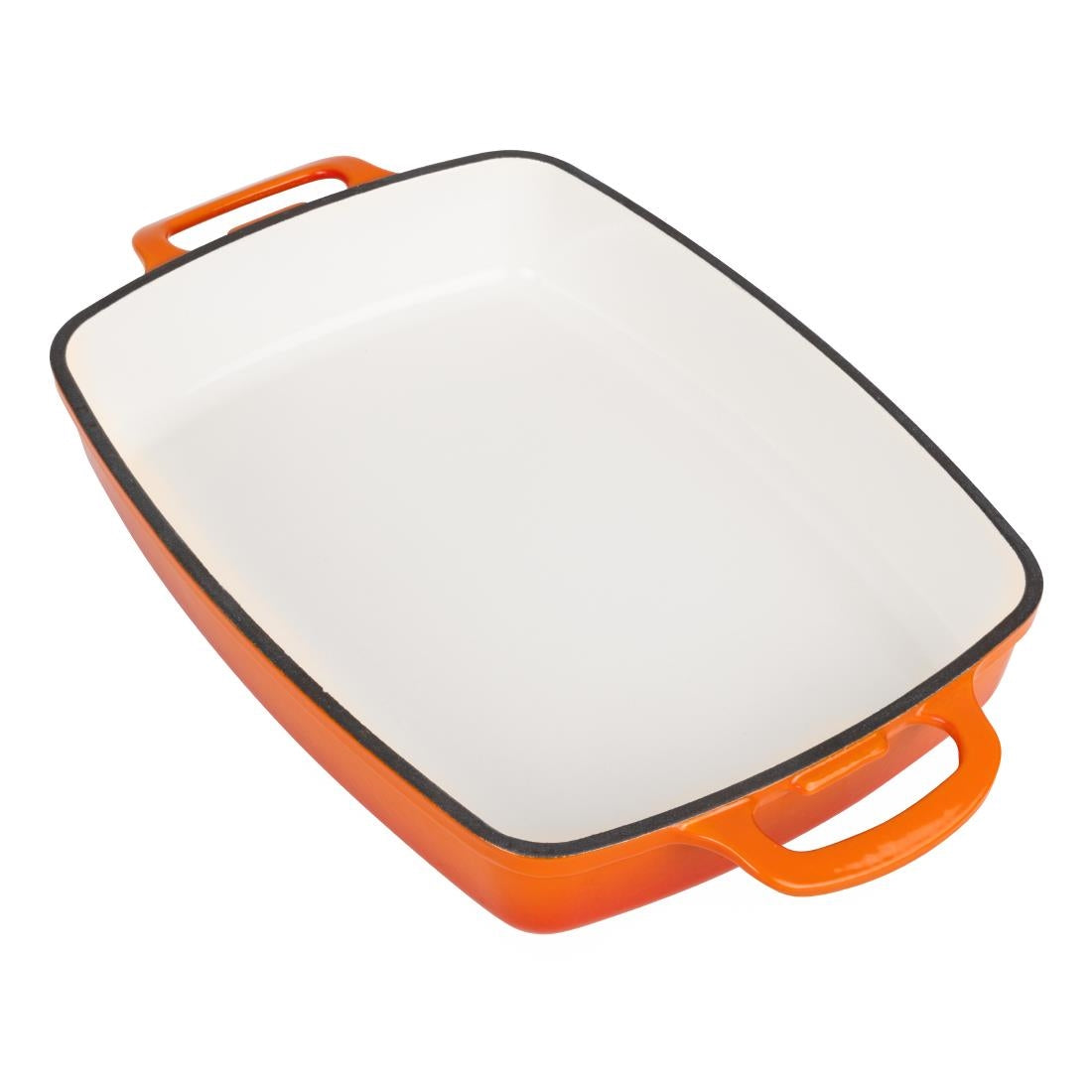 Vogue Rectangular Cast Iron Dish Orange 2.8Ltr