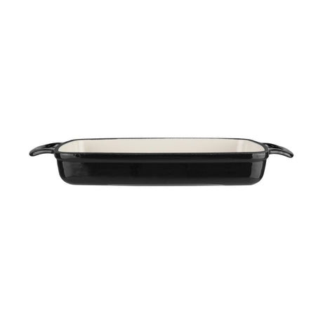 Vogue Rectangular Cast Iron Dish Black 1.8Ltr
