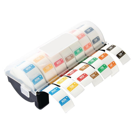 Hygiplas Dissolvable Colour Coded Food Label Starter kit with 1" Dispenser
