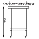 Vogue Stainless Steel Prep Table 600mm