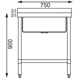 Vogue Stainless Steel Midi Pot Wash Sink with Undershelf