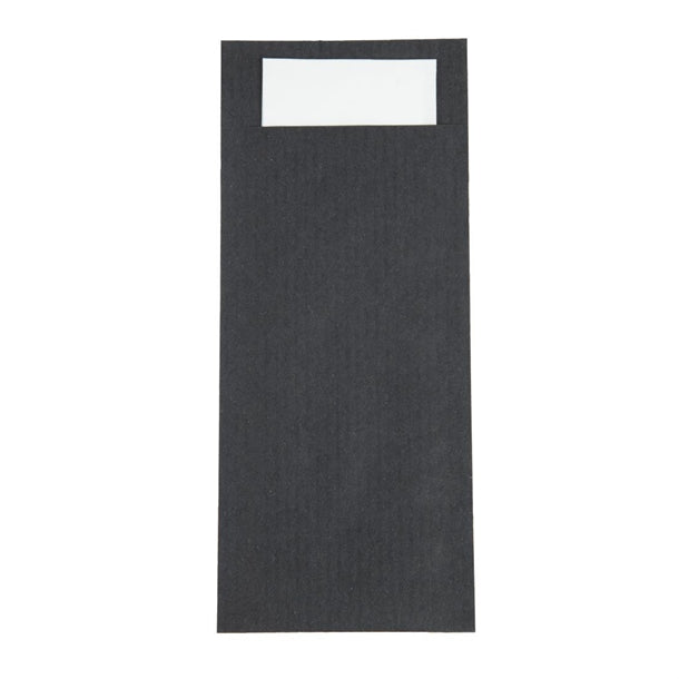 Europochette Black Cutlery Pouch with White Napkin (Pack of 500)