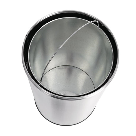 Bolero Bullet Bin with Open Top Lid Silver 40Ltr