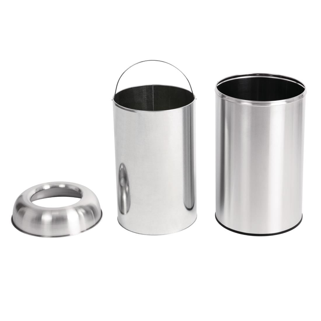 Bolero Bullet Bin with Open Top Lid Silver 40Ltr