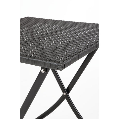 Bolero Square PE Wicker Folding Table Black 600mm