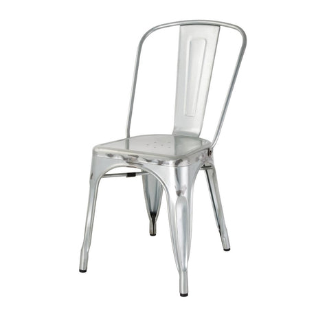 Bolero Bistro Galvanised Steel Side Chairs (4 Pack)