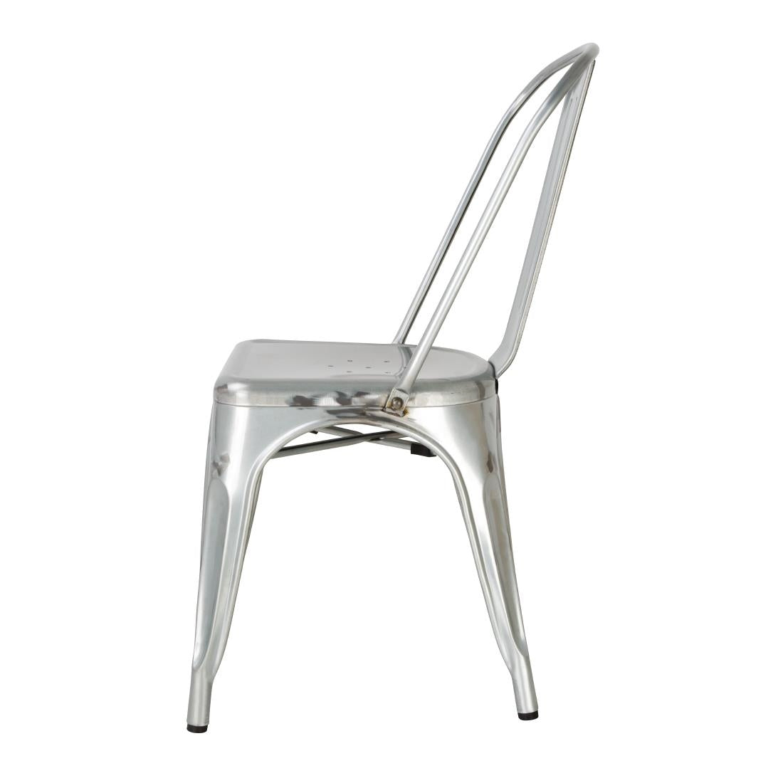 Bolero Bistro Galvanised Steel Side Chairs (4 Pack)