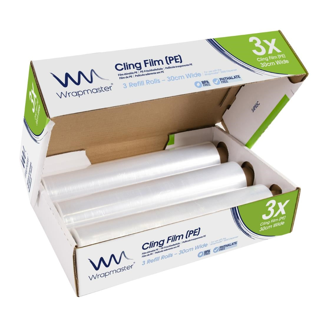 Wrapmaster 3000 PE Cling Film Refill 300mm x 300m (3 Pack)