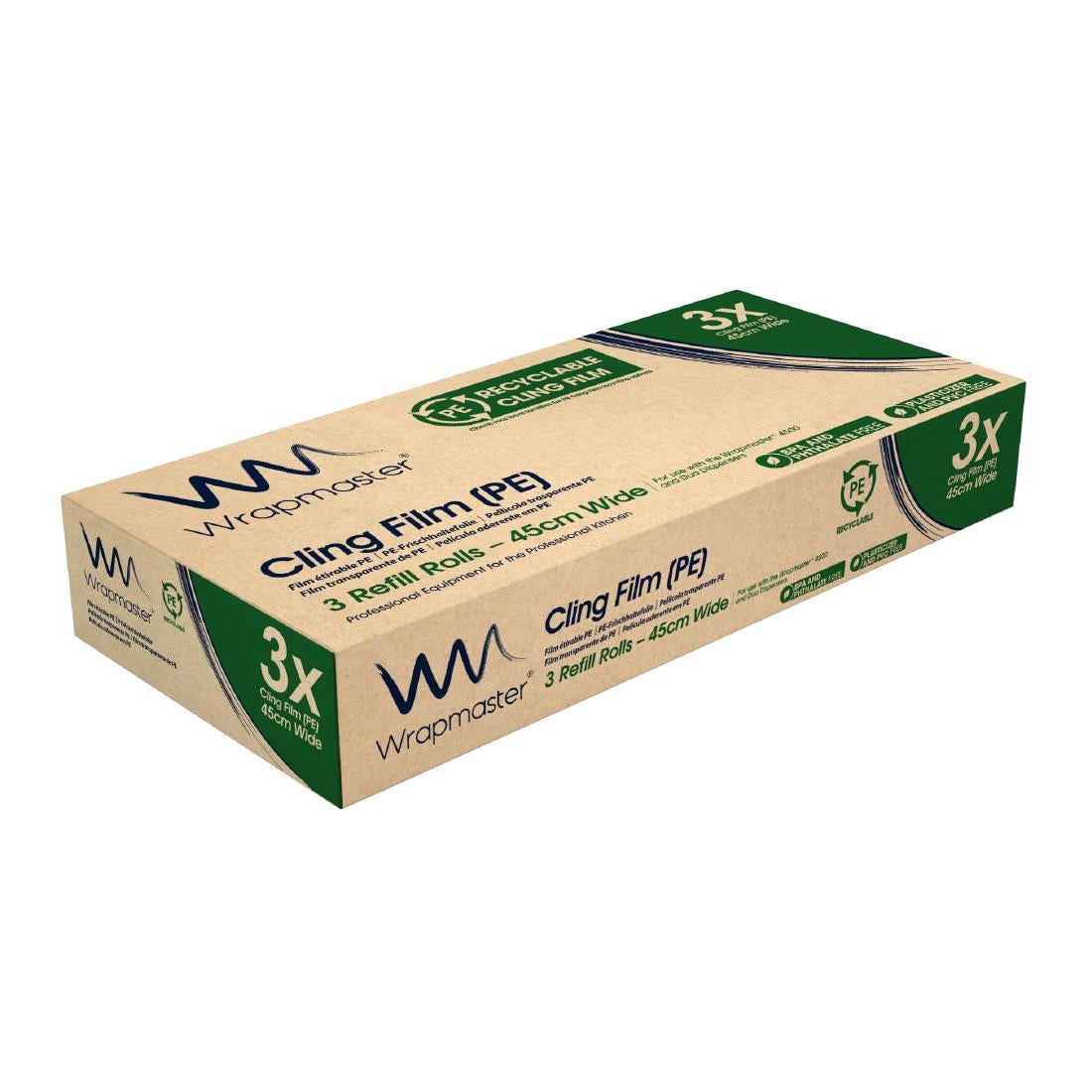 Wrapmaster 4500 PE Cling Film Refill 450mm x 300m (3 Pack)