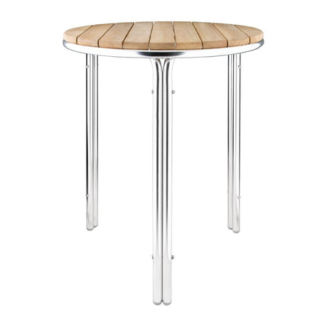 Bolero Round Ash and Aluminium Table 600mm