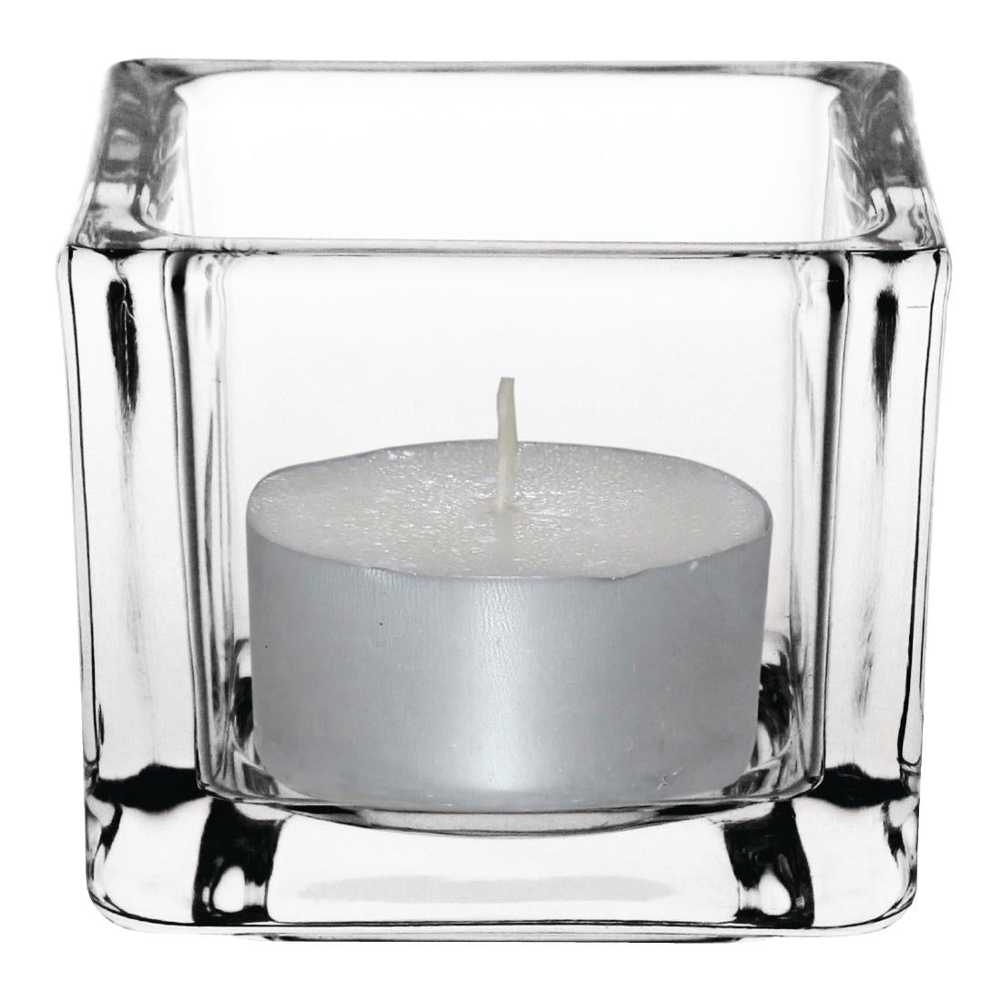 Olympia Glass Tealight Holder Square Clear (6 Pack)