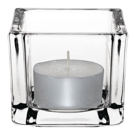Olympia Glass Tealight Holder Square Clear (6 Pack)