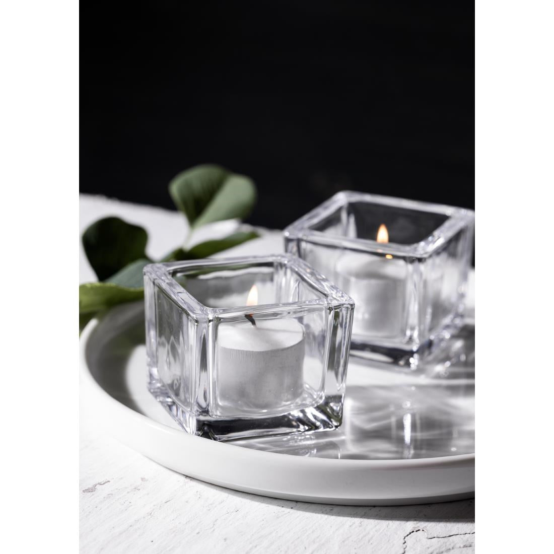 Olympia Glasses Tealight Holders Square Clear (6 Pack)
