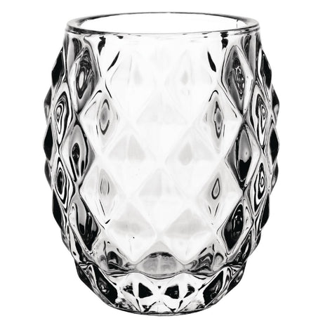 Olympia Glass Diamond Tealight Holder Clear 75mm (6 Pack)