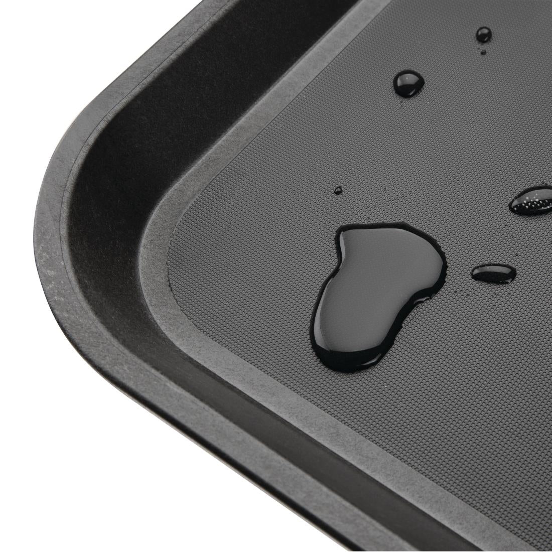 Olympia Kristallon Polypropylene Rectangular Non-Slip Tray Black 405mm