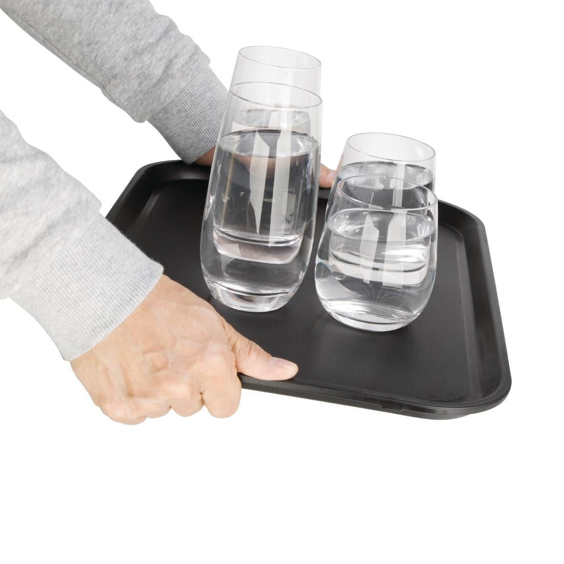 Olympia Kristallon Polypropylene Rectangular Non-Slip Tray Black 405mm