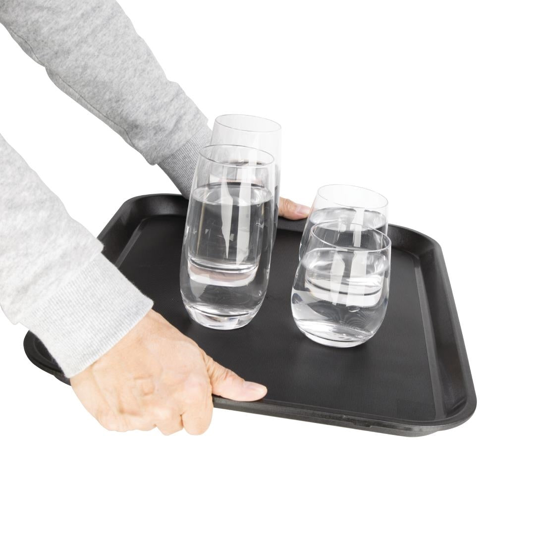 Olympia Kristallon Polypropylene Rectangular Non-Slip Tray Black 458mm