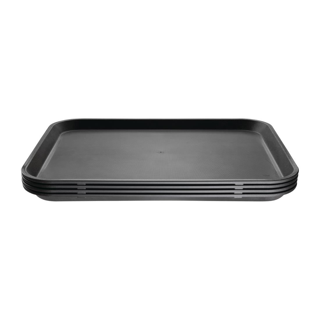 Olympia Kristallon Polypropylene Rectangular Non-Slip Tray Black 458mm