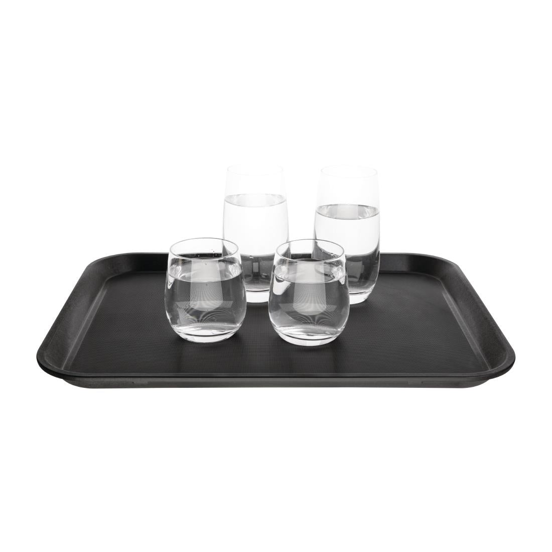Olympia Kristallon Polypropylene Rectangular Non-Slip Tray Black 458mm