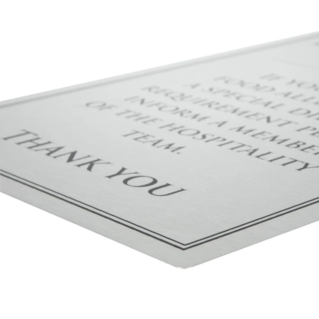 Vogue Brushed Steel Food Allergy Sign A4