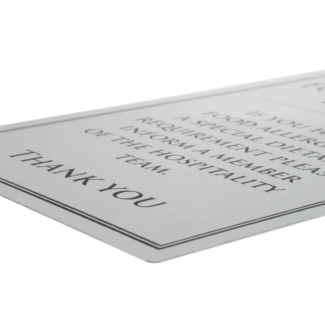 Vogue Brushed Steel Food Allergy Sign A5