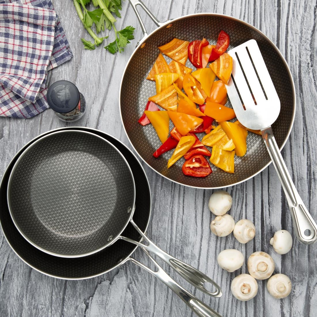 Vogue Tri-Shield Stainless Steel Frying Pan with Clad Coating 20cm
