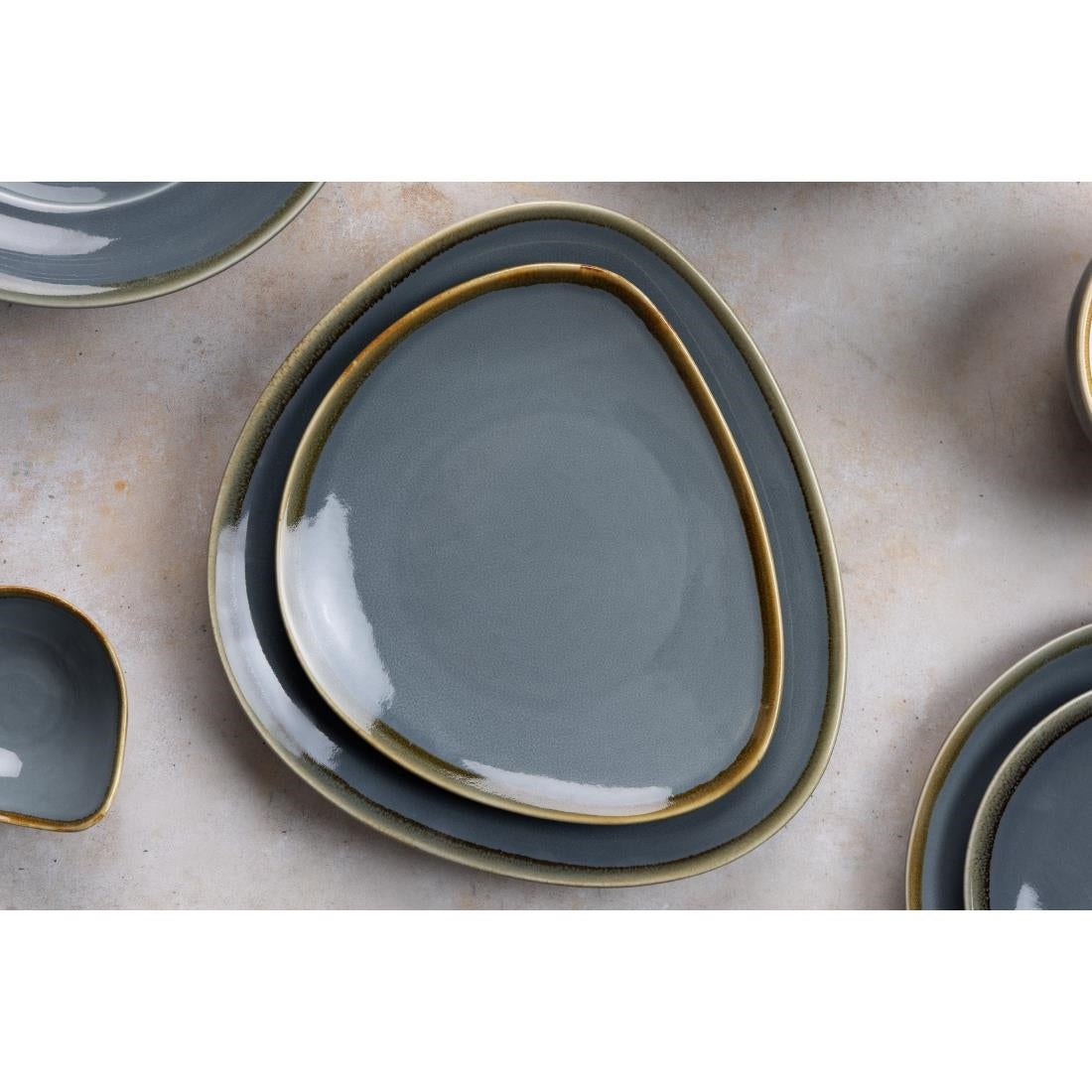 Olympia Kiln Triangular Side Plate Ocean 165mm (6 Pack)