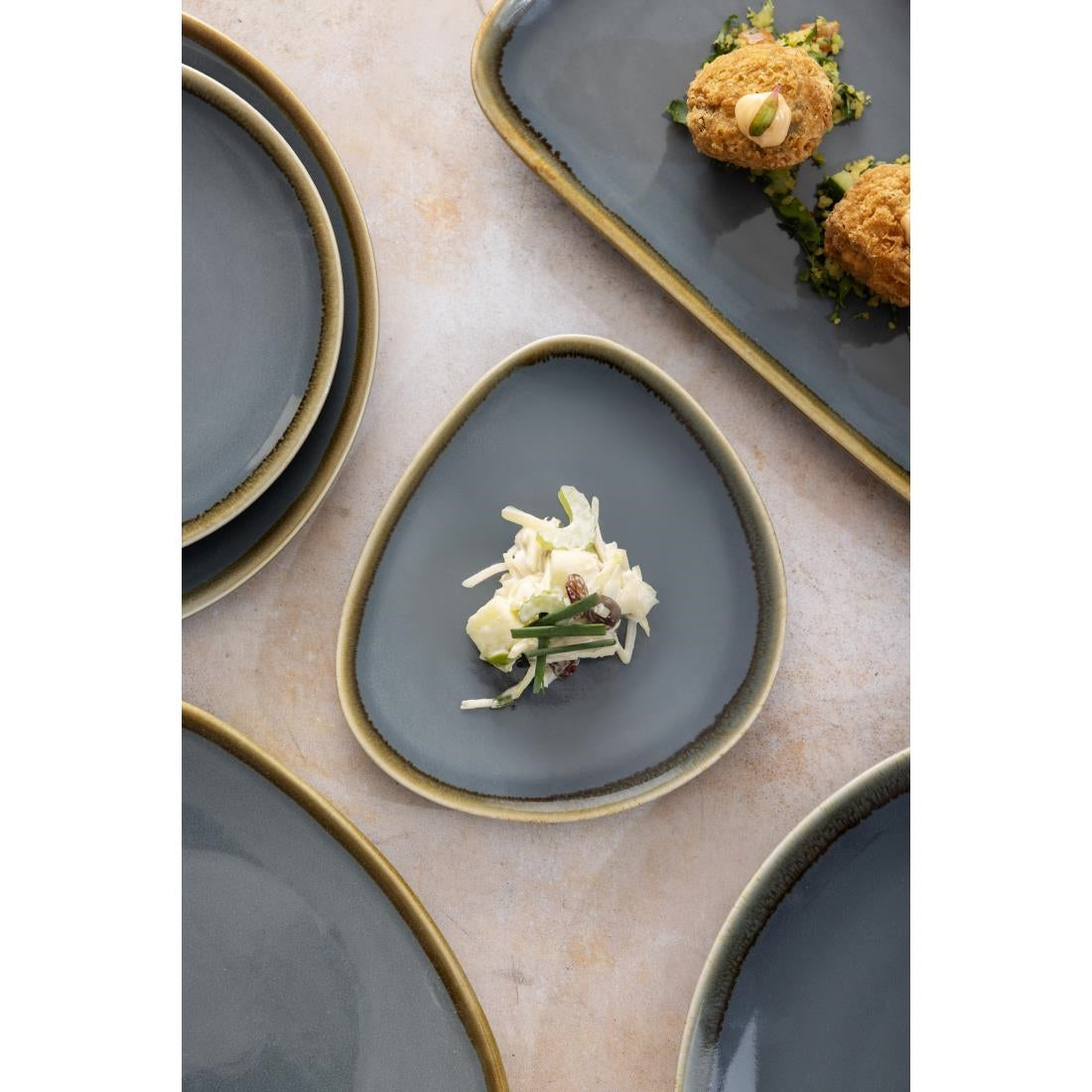 Olympia Kiln Triangular Side Plate Ocean 165mm (6 Pack)