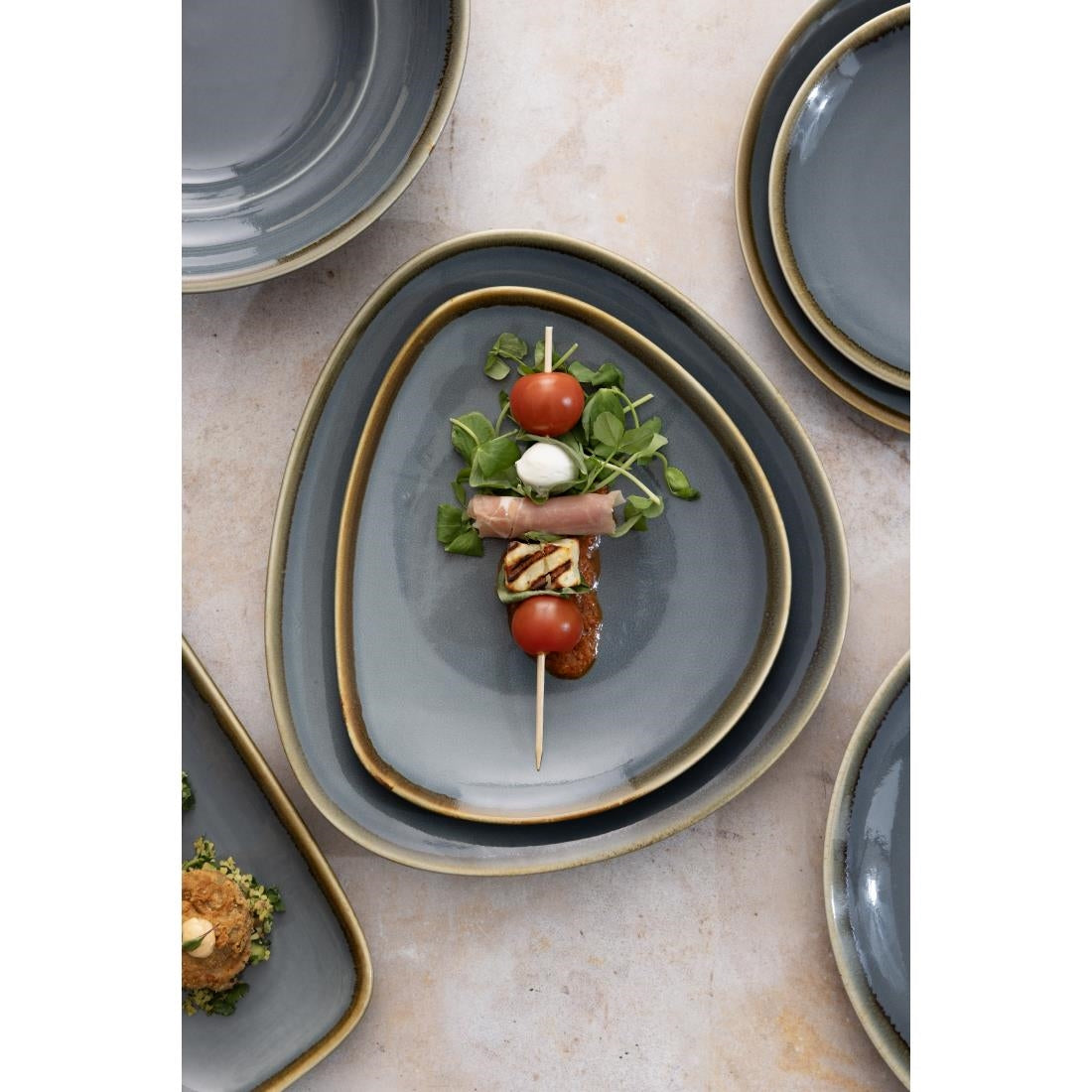 Olympia Kiln Triangular Side Plate Ocean 165mm (6 Pack)