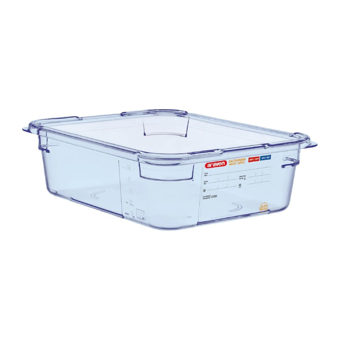 Araven ABS Food Storage Container Blue GN 1/2 100mm