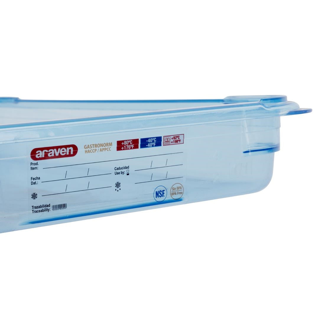 Araven ABS Food Storage Container Blue GN 1/1 65mm