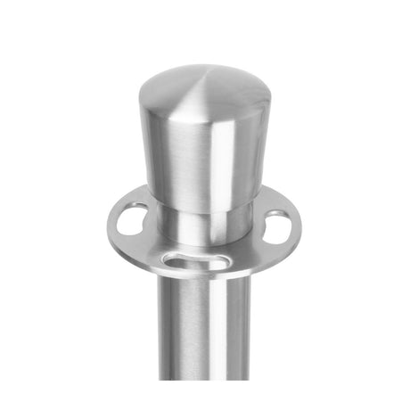 Bolero Flat Base Barrier Posts Brushed Stainless Steel (2 Pack)