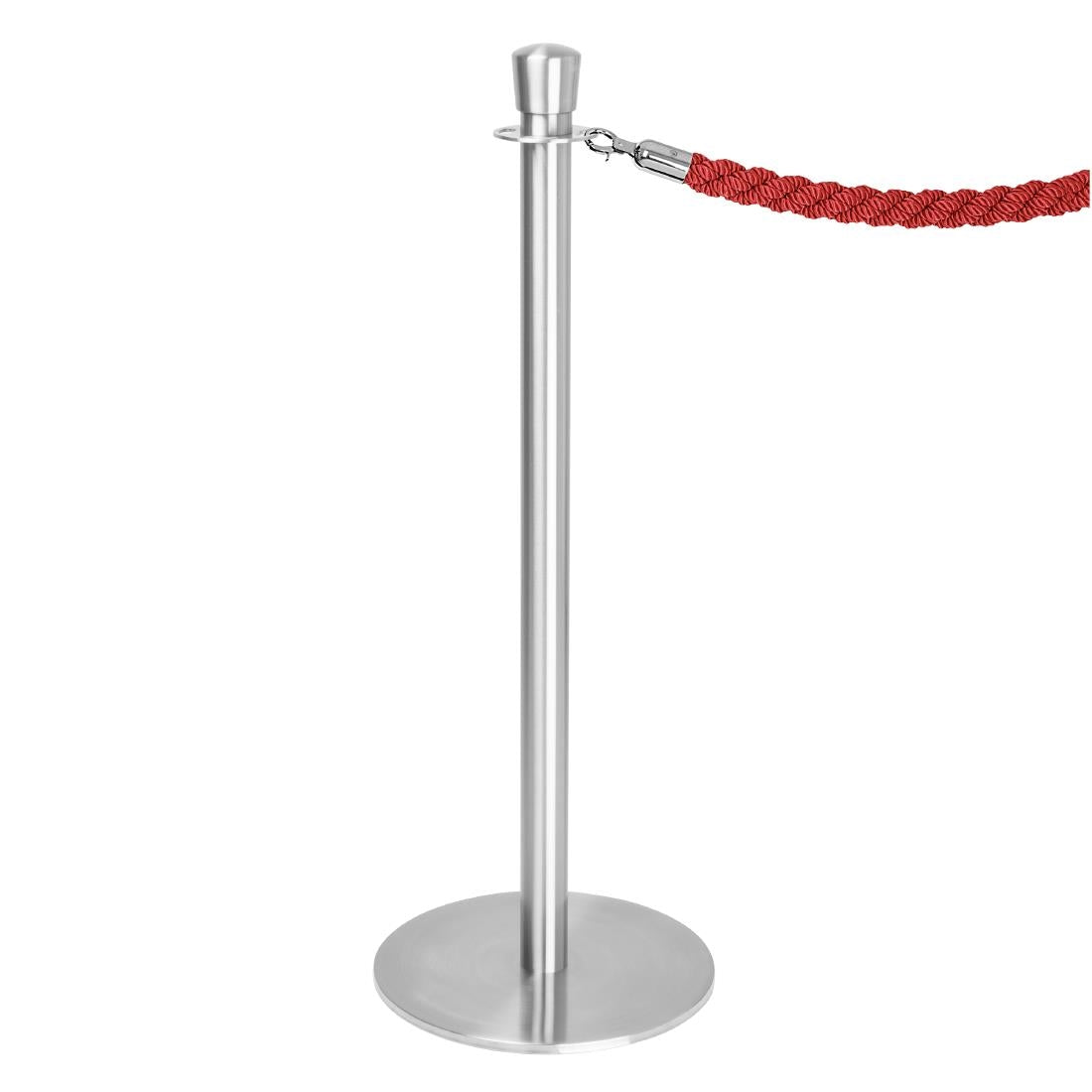 Bolero Flat Base Barrier Posts Brushed Stainless Steel (2 Pack)