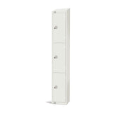 Elite Three Door Coin Return Locker with Sloping Top White